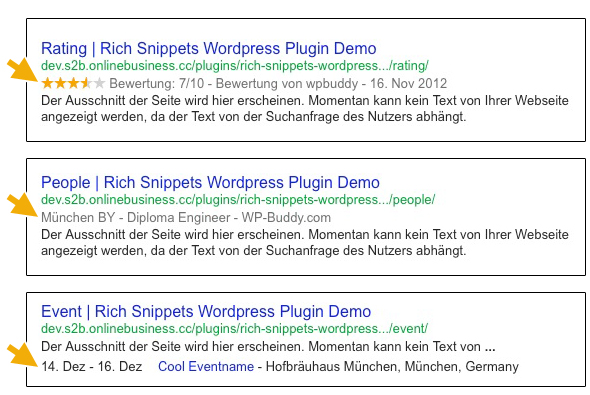 Rich Snippet Examples