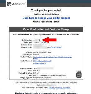 Where to find the clickbank order number