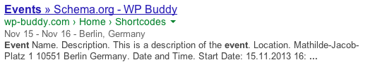 Rich Snippets Event Example